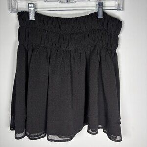 Tularosa Womens Smocked Waist Lightweight Polyester Lined Mini Skirt Black Small